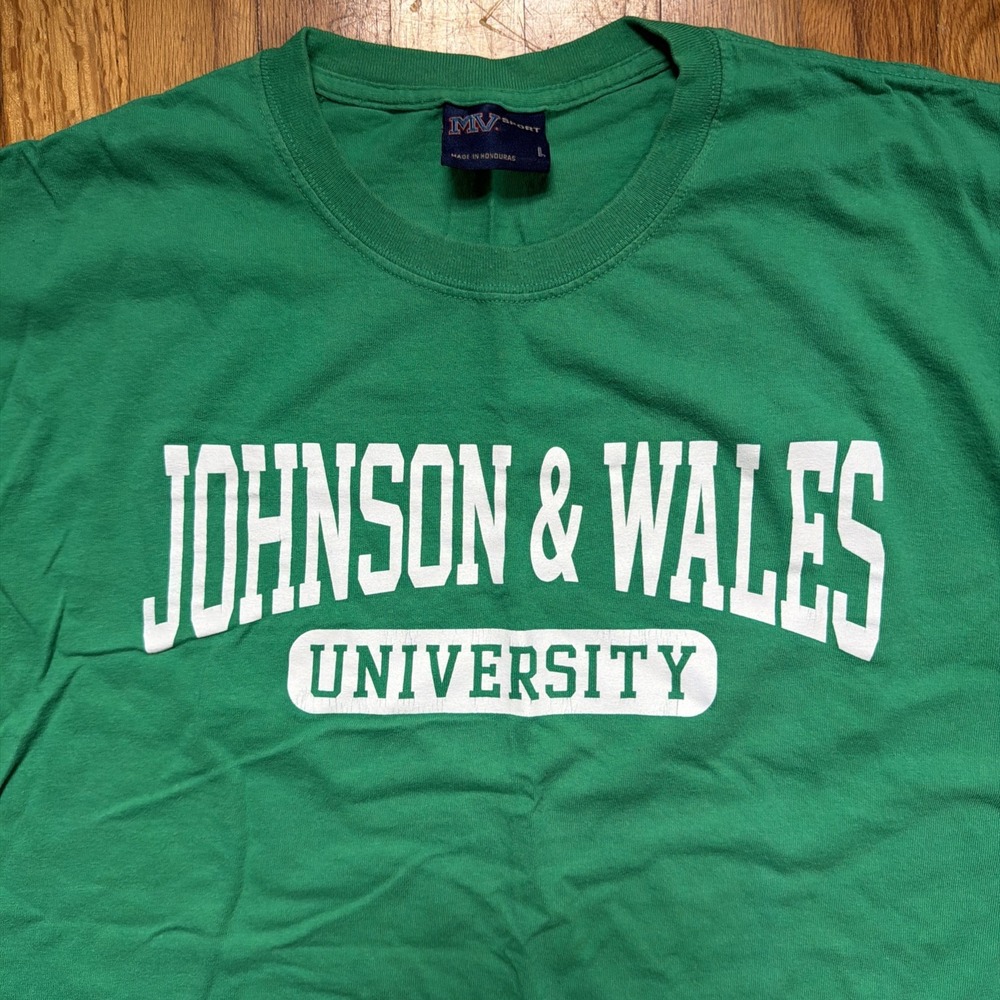 Vintage Y2K Johnson & Wales University Graphic T-Shirt MV Sport Green Large
